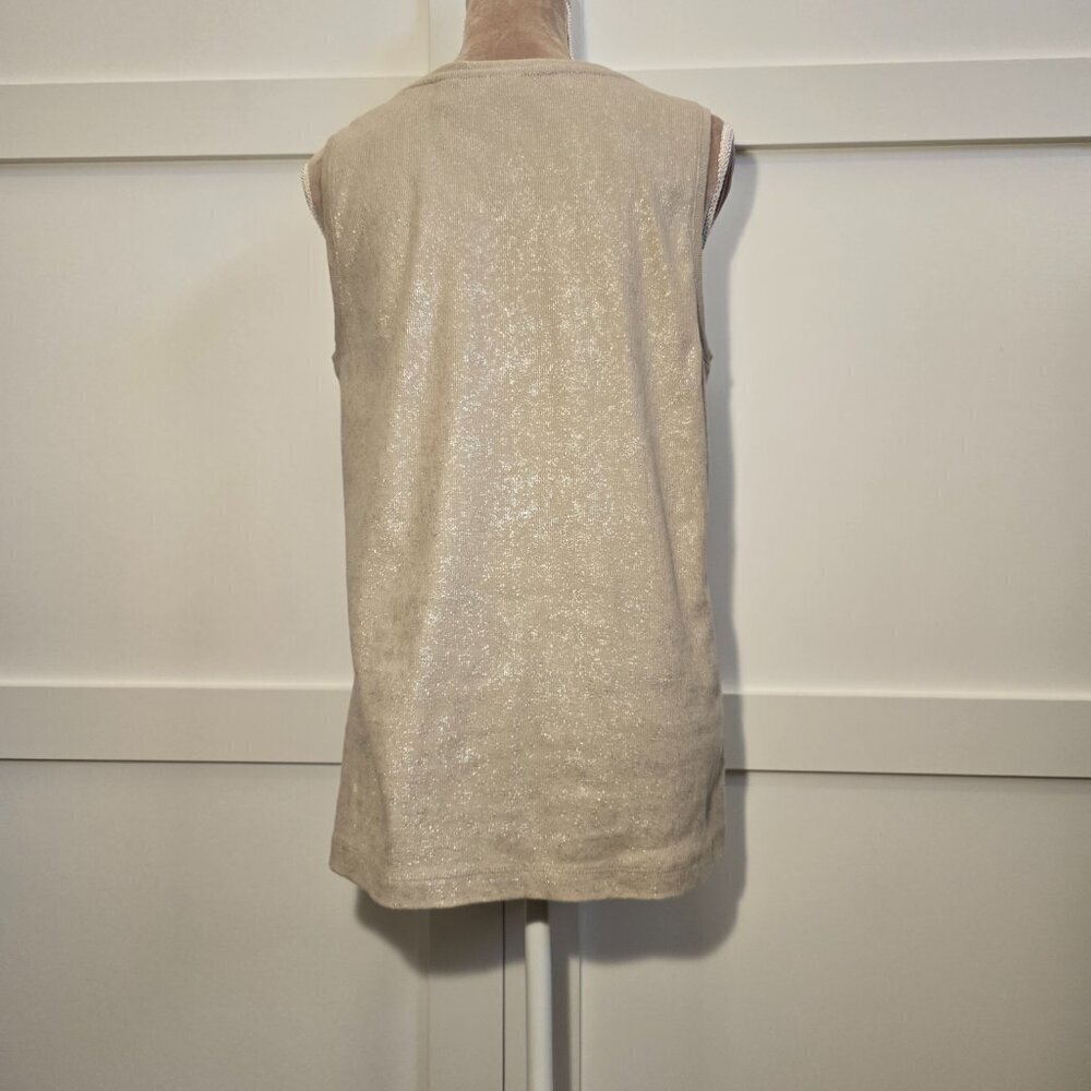 Chico's Shimmer Tivona Tank, Size 3, Tibet Taupe, NWT - Picture 2 of 9